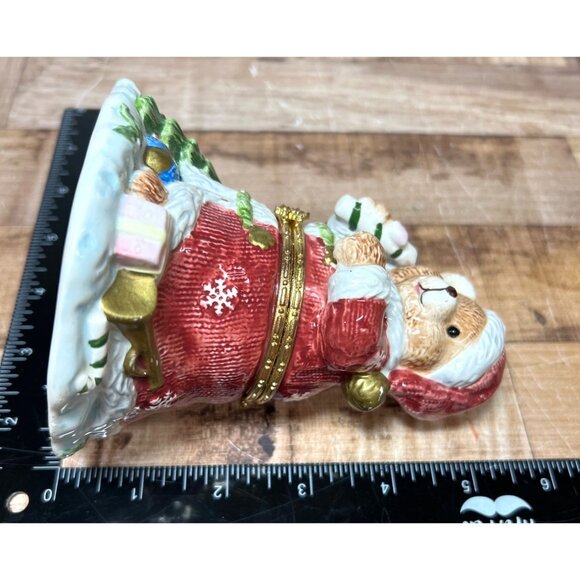Christmas Teddy Bear Ceramic Hinged Trinket Box - Picture 6 of 6